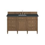 Brittany 60" Single Vanity, Pecan w/ 3 CM Charcoal Soapstone Silestone Top