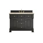 Brookfield 48" Single Vanity, Black Onyx, w/ 3 CM Tajnar Eclos Top w/FreePower Wireless Charger