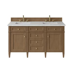 Brittany 60" Double Vanity, Pecan w/ 3 CM Ethereal Noctis Silestone Top