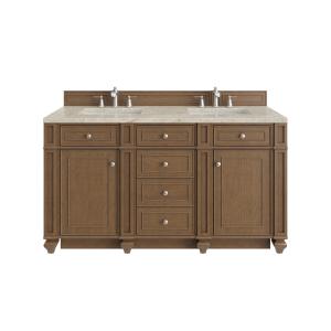 Bristol 60" Double Vanity, Saddle Brown, w/ 3 CM Tajnar Eclos Top w/FreePower Wireless Charger