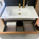 32" Freestanding Vanity Laminate Surface and White Ceramic Top