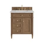 Brittany 30" Single Vanity, Pecan w/ 3 CM Eternal Jasmine Pearl Silestone Top