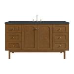 Laurent 60" Single Vanity, Honey Oak w/ 3 CM Charcoal Soapstone Silestone Top