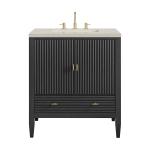 Myrrin 30" Single Vanity, Carbon Oak w/ 3 CM Siberian Silestone Top