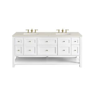 Breckenridge 72" Double Vanity, Bright White, w/ 3 CM Siberian Silestone Top