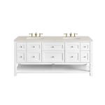 Breckenridge 72" Double Vanity, Bright White, w/ 3 CM Siberian Silestone Top w/FreePower Wireless Charger