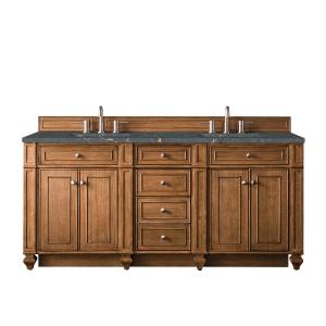 Bristol 72" Double Vanity, Saddle Brown w/ 3 CM Parisien Bleu Silestone Top w/FreePower Wireless Charger