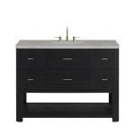 Lucian 48" Single Vanity, Carbon Oak w/ 3 CM Victorian Silver Silestone Widespread Top