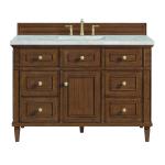 Lorelai 48" Single Vanity, Mid-Century Walnut w/ 3 CM Victorian Silver Silestone Top w/FreePower Wireless Charger