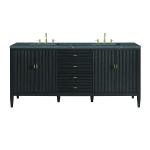 Myrrin 72" Double Vanity, Carbon Oak w/ 3 CM Parisien Bleu Silestone Top w/FreePower Wireless Charger