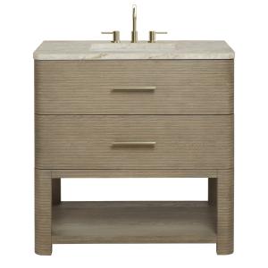 Lucian 36" Single Vanity, Pebble Oak, w/ 3 CM Tajnar Eclos Widespread Top