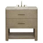 Lucian 36" Single Vanity, Pebble Oak, w/ 3 CM Tajnar Eclos Widespread Top