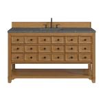 Malibu 60" Single Vanity, Amber Birch w/ 3 CM Parisien Bleu Top w/ FreePower Wireless Charger