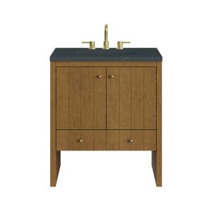 Hudson 30" Single Vanity, Honey Oak w/ 3 CM Charcoal Soapstone Silestone Top