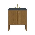 Hudson 30" Single Vanity, Honey Oak w/ 3 CM Charcoal Soapstone Silestone Top