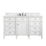 Brittany 60" Single Vanity, Bright White w/ 3 CM Eternal Jasmine Pearl Silestone Top w/FreePower Wireless Charger