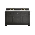 Brookfield 60" Double Vanity, Black Onyx w/ 3 CM Ethereal Noctis Silestone Top w/FreePower Wireless Charger