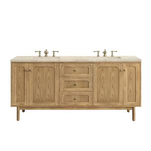Laurent 72" Double Vanity, Light Natural Oak, w/ 3 CM Tajnar Eclos Top