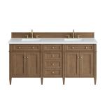 Brittany 72" Double Vanity, Pecan w/ 3 CM White Zeus Silestone Top