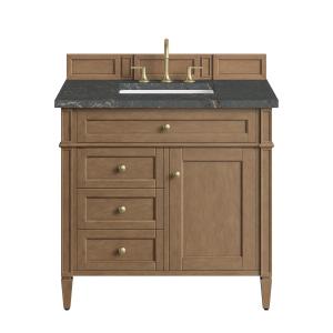 Brittany 36" Single Vanity, Pecan w/ 3 CM Parisien Bleu Silestone Top