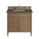 Brittany 36" Single Vanity, Pecan w/ 3 CM Parisien Bleu Silestone Top