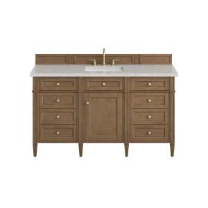 Brittany 60" Single Vanity, Pecan w/ 3 CM Eternal Jasmine Pearl Silestone Top