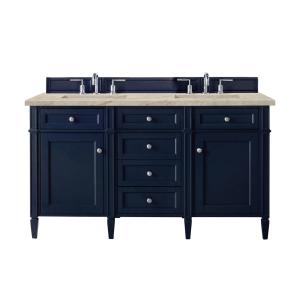 Brittany 60" Double Vanity, Victory Blue, w/ 3 CM Tajnar Eclos Top