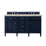 Brittany 60" Double Vanity, Victory Blue, w/ 3 CM Tajnar Eclos Top