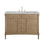 Kinnsden 48" Single Vanity, Weathered Oak w/ 3 CM Carrara Marble Top