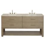Lucian 72" Double Vanity, Pebble Oak, w/ 3 CM Tajnar Eclos Top w/FreePower Wireless Charger