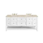 Breckenridge 72" Double Vanity, Bright White, w/ 3 CM Tajnar Eclos Top w/FreePower Wireless Charger