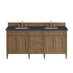 Brittany 72" Double Vanity, Pecan w/ 3 CM Charcoal Soapstone Silestone Top