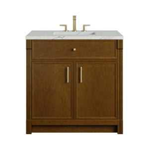 Bellshire 36" Single Vanity, Honey Oak w/ 3 CM Ethereal Noctis Silestone Top