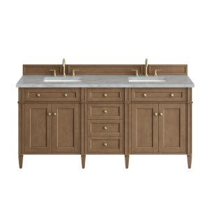Brittany 72" Double Vanity, Pecan w/ 3 CM Victorian Silver Silestone Top