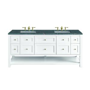 Breckenridge 72" Double Vanity, Bright White w/ 3 CM Parisien Bleu Top w/FreePower Wireless Charger