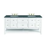 Breckenridge 72" Double Vanity, Bright White w/ 3 CM Parisien Bleu Top w/FreePower Wireless Charger