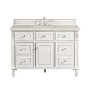 Lorelai 48" Single Vanity, Bright White, w/ 3 CM Siberian Silestone Top w/FreePower Wireless Charger