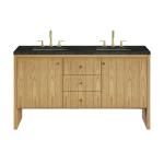 Hudson 60" Double Vanity, Light Natural Oak, w/ 3 CM Phantome Eclos Top