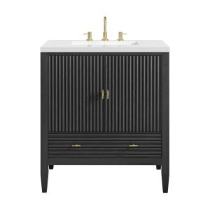 Myrrin 30" Single Vanity, Carbon Oak w/ 3 CM White Zeus Silestone Top