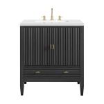 Myrrin 30" Single Vanity, Carbon Oak w/ 3 CM White Zeus Silestone Top