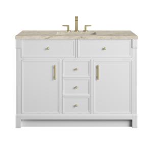 Bellshire 48" Single Vanity, Bright White w/ 3 CM Tajnar Eclos Top w/FreePower Wireless Charger