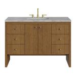 Hudson 48" Single Vanity, Honey Oak w/ 3 CM Victorian Silver Silestone Top w/FreePower Wireless Charger