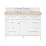 Brittany 48" Single Vanity in Bright White, w/ 3 CM Tajnar Eclos Top