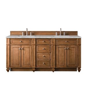 Bristol 72" Double Vanity, Saddle Brown w/ 3 CM Victorian Silver Silestone Top w/FreePower Wireless Charger