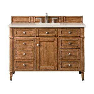 Brittany 48" Single Vanity, Saddle Brown, w/ 3 CM Siberian Silestone Top