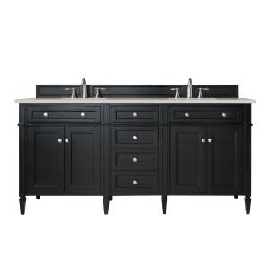 Brittany 72" Double Vanity, Black Onyx, w/ 3 CM Siberian Silestone Top