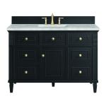 Lorelai 48" Single Vanity, Black Onyx w/ 3 CM Victorian Silver Silestone Top w/FreePower Wireless Charger