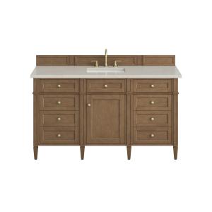 Brittany 60" Single Vanity, Pecan w/ 3 CM Siberian Silestone Top