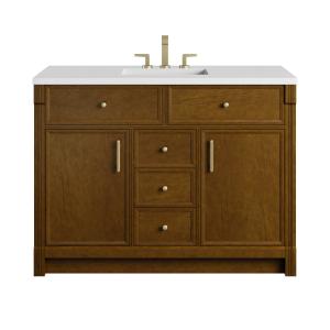 Bellshire 48" Single Vanity, Honey Oak w/ 3 CM White Zeus Silestone Top