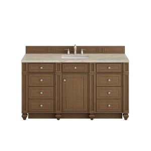 Bristol 60" Single Vanity, Saddle Brown, w/ 3 CM Tajnar Eclos Top w/FreePower Wireless Charger